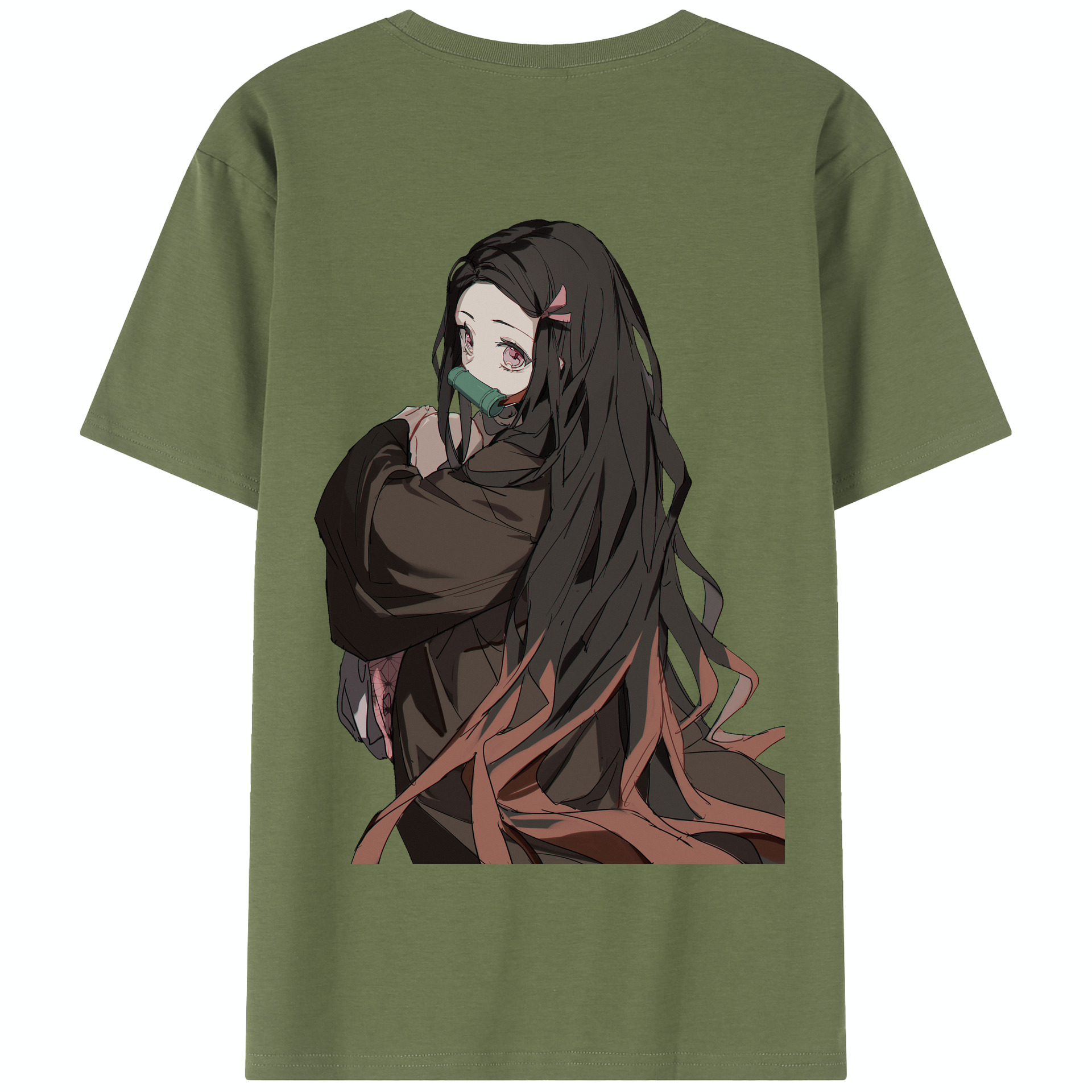 （画像用） 鬼滅の刃（きめつのやいば）竈門 禰󠄀豆子／かまど ねずこ Kamado Nezuko 綿100％半袖Tシャツ（背面プリント）